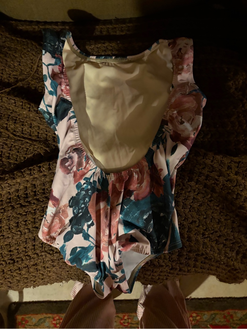 Floral Pink and Black Ballet Leotard - Picture 3 of 3